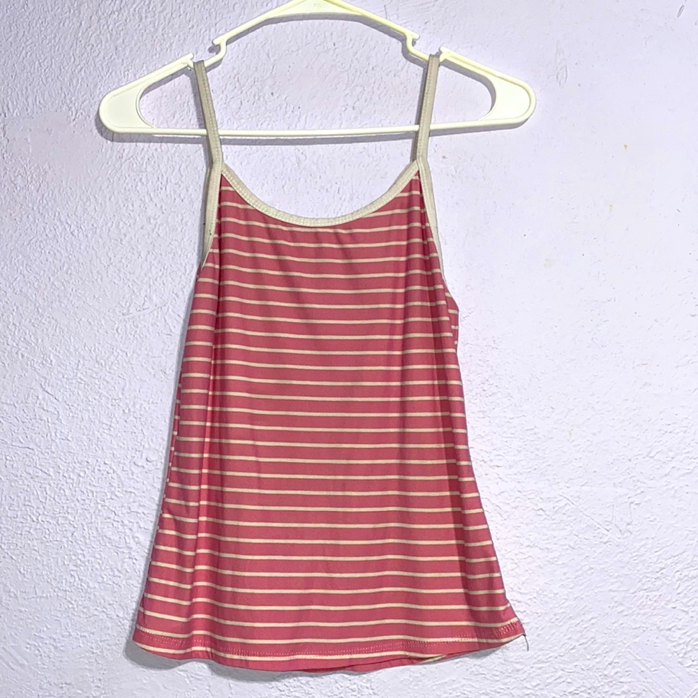 Pink and white cotton tank top.